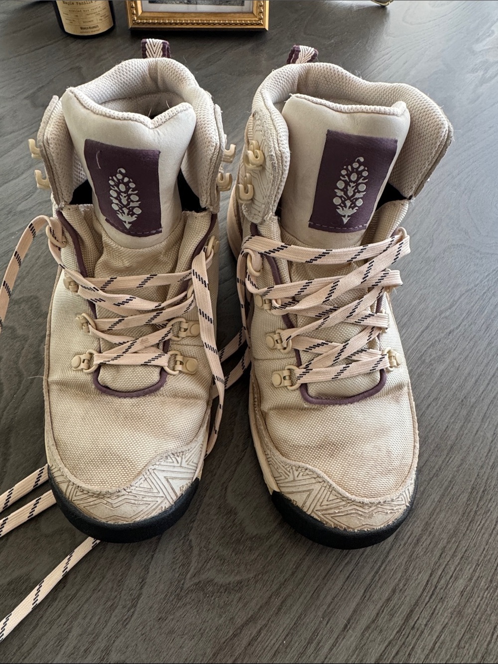 Danner Free People Women's Beige Hiking Boots with Purple Accents